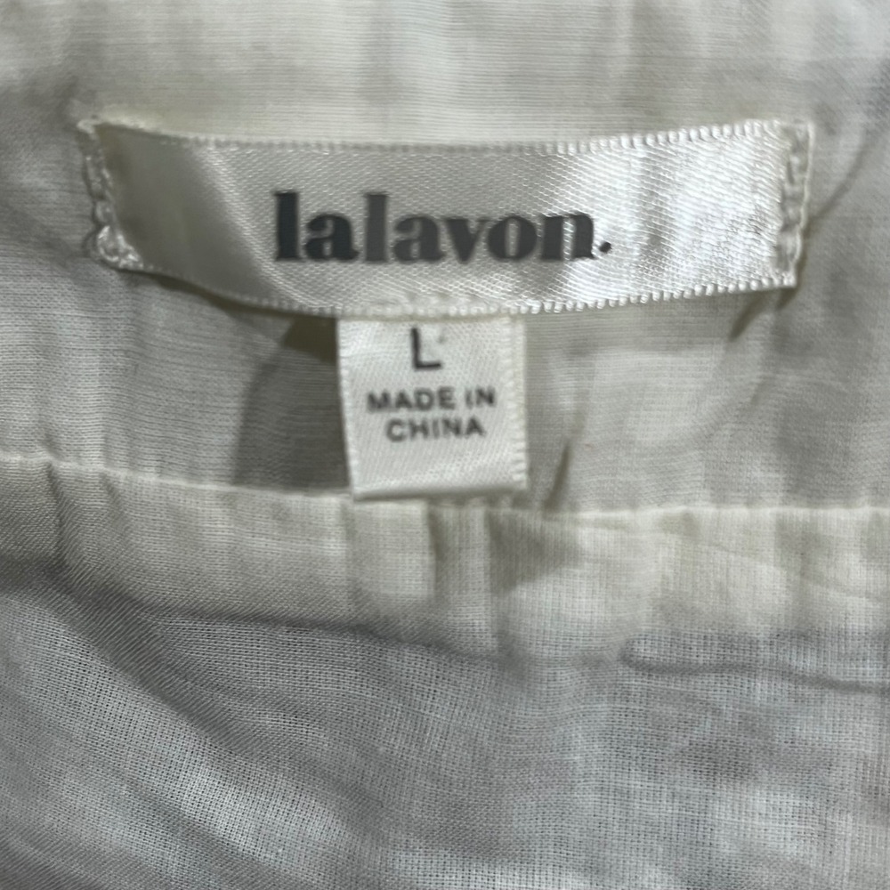 Lalavon Blue White Toile Eyelet Lace 2 Piece Set Crop Top Maxi Skirt Coquette L - Picture 9 of 9